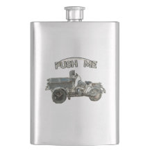 Lustige Vintage-Push-Me-Motorradflasche