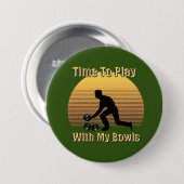 Lustige Vintage-Rasenbowling-Spielzeit, Abzeichen Button (Vorne & Hinten)