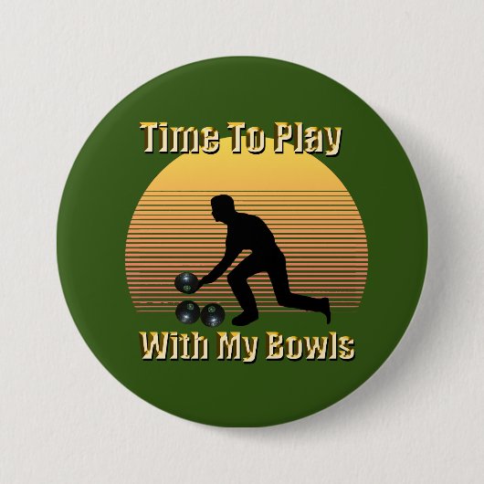 Lustige Vintage-Rasenbowling-Spielzeit, Abzeichen Button (Vorderseite)