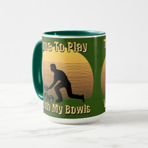Lustige Vintage-Rasenbowling-Spielzeit, Tasse