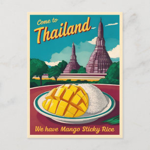 Lustige Vintage-Reise Thailand Humor Retro-Grafik Postkarte