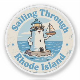 Lustige Vintage Rhode Island Leuchtturm Segelboot  Aufkleber