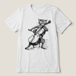 Lustige Vintage-Schwarze Katze spielt Cello-Instru Tri-Blend Shirt