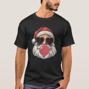 Lustige Vintage-Sonnenbrille Weihnachtsmann pustet T-Shirt