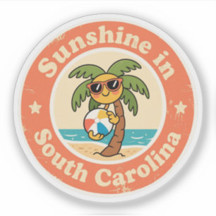 Lustige Vintage South Carolina Palmetto Baum Stran Aufkleber