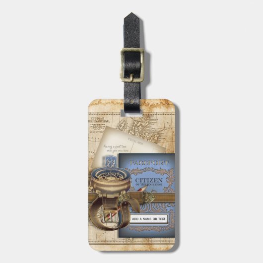 Lustige Vintage Steampunk Exkursion Gepäckanhänger (Vorderseite vertikal)
