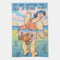 Lustige Vintage-Strand Humor-Krebs-Attack-Illustra