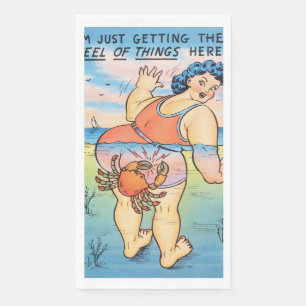 Lustige Vintage-Strand Humor-Krebs-Attack-Illustra Serviette