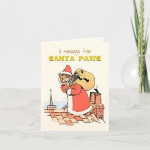 Lustige Vintage-Wain-Santa-Claus-Katze-Weihnachtsk Feiertagskarte