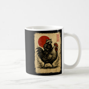 Lustige Vintage-Waschbär-Hahn-Huhn-Japanische Uki Kaffeetasse