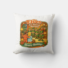Lustige Vintage-Weihnachtselfen beobachten immer  Kissen