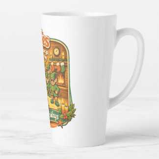 Lustige Vintage-Weihnachtselfen beobachten immer Milchtasse