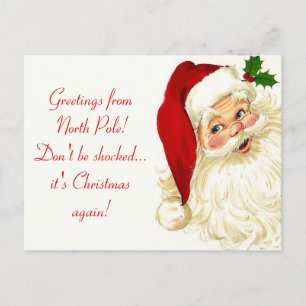 Lustige Vintage-Weihnachtsmann-Postkarte Feiertagspostkarte