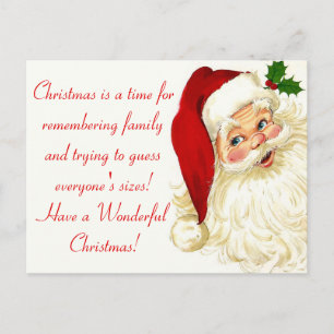 Lustige Vintage-Weihnachtsmann-Postkarte Feiertagspostkarte