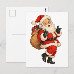 Lustige Vintage-Weihnachtsmann-Weihnachtsillustrat Postkarte