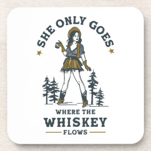 Lustige Vintage Western Cowgirl Whiskey Liebhaberi Getränkeuntersetzer