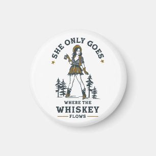 Lustige Vintage Western Cowgirl Whiskey Liebhaberi Magnet