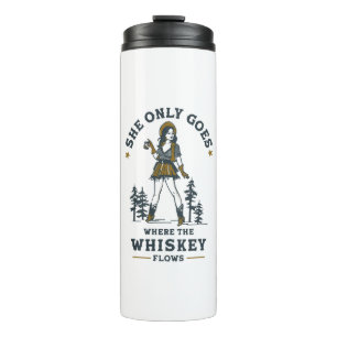 Lustige Vintage Western Cowgirl Whiskey Liebhaberi Thermosbecher