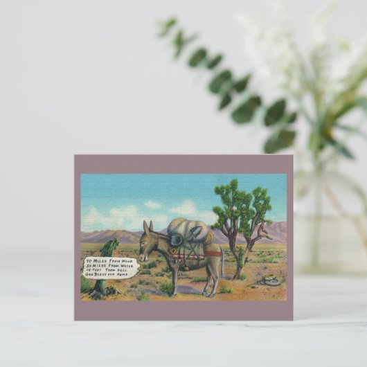 Lustige Vintage-Wüsten-Postkarte Postkarte (Stehend Vorderseite)