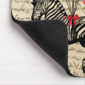 Lustige Vintage Zebra- u. Herzballone Mousepad (Ecke)