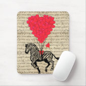 Lustige Vintage Zebra- u. Herzballone Mousepad (Mit Mouse)