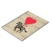 Lustige Vintage Zebra- u. Herzballone Notizblock (Linke Seite)