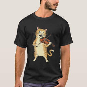 Lustige Violin-Katze Musiker Orchester Fiedler  T-Shirt