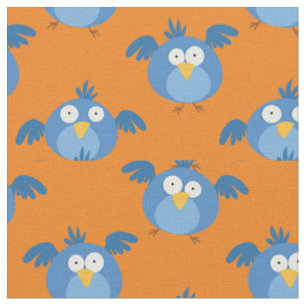 Lustige Vögel Dummer Blauer Vogel Kinder Cartoon Stoff