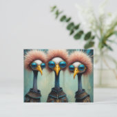 Lustige Vögel in Pullovern Postkarte (Stehend Vorderseite)