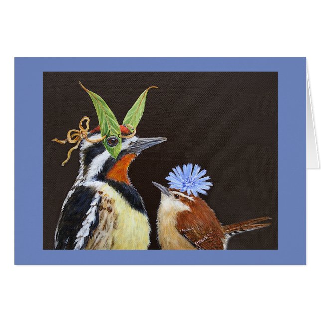 Lustige Vogelkarte mit Sapsucker (Vorderseite (Horizontal))