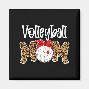 Lustige Volleyball-Mutter Leopard unordentlicher D Magnet