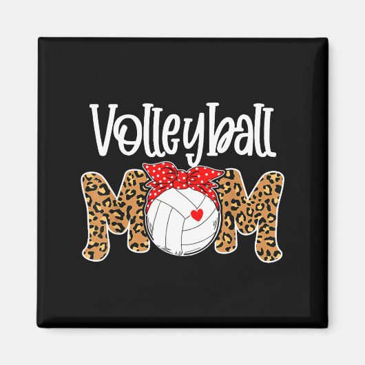 Lustige Volleyball-Mutter Leopard unordentlicher D Magnet (Vorne)