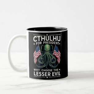Lustige Wahlen 2024 Cthulhu für Präsident Zweifarbige Tasse