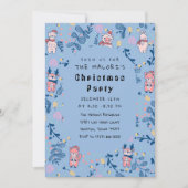 Lustige Wald Freunde Blaues Winterwald Muster Einladung (Vorderseite)