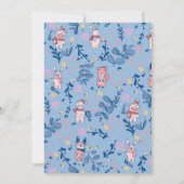 Lustige Wald Freunde Blaues Winterwald Muster Einladung (Rückseite)