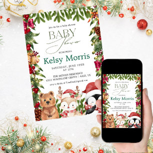 Lustige Wald-Weihnachts-Baby-Party Einladung
