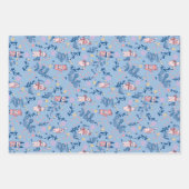 Lustige Waldtiere  Blaues Winterwaldmuster Geschenkpapier Set (Vorderseite 2)