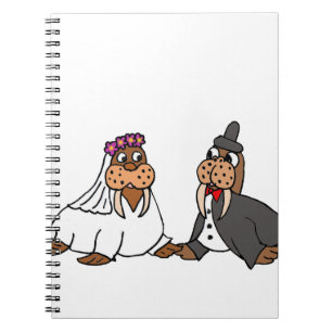 Lustige Walross-Braut-und Bräutigam-Hochzeit Notizblock