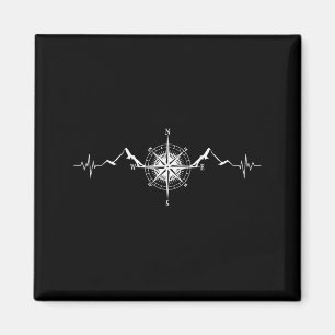 Lustige Wandern Natur Berge Wind Rose Comp Herz Magnet