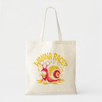 Lustige "Wanna Race?" Retro-Schnecken-Humor-Traget