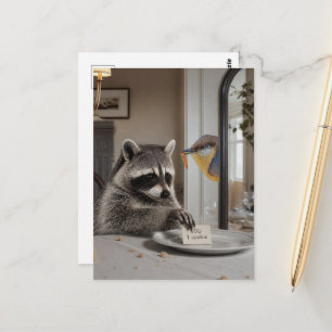 Lustige Waschbär-Schuldschein 1 Cookie Postkarte