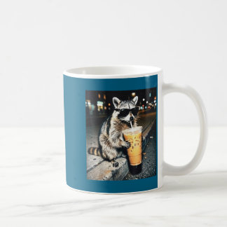 Lustige Waschbär trinken Milch süße Illustration Kaffeetasse