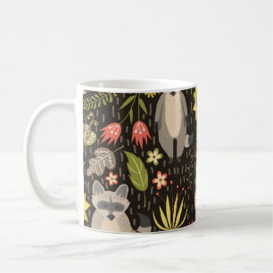 Lustige Waschbären im Vintage-Illustrationsmuster Kaffeetasse