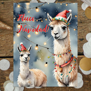Lustige Wasserfarbe-Lama-Fleece-Navidad-Weihnachte Feiertagspostkarte