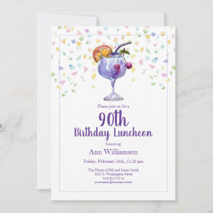 Lustige Wasserfarben-Party-Cocktail 90. Geburtstag Einladung