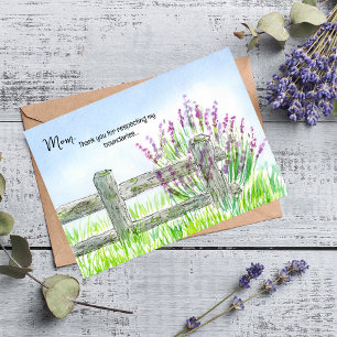 Lustige Wasserfarben-Zaun mit Lavendel zum Muttert Karte