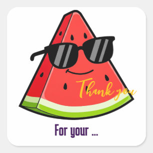 Lustige Wassermelonen-Sonnenbrille Danke Quadratischer Aufkleber