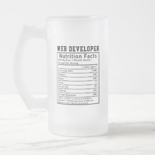 Lustige Web-Entwickler-Ernährungsfakten Codierungs Mattglas Bierglas