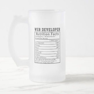 Lustige Web-Entwickler-Ernährungsfakten Codierungs Mattglas Bierglas