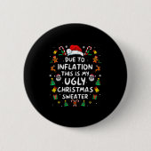 Lustige wegen Inflation hässliche Weihnachtspullov Button (Vorderseite)